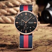 MEGIR casual chronograph military water resistant quartz watch men luminous canvas strap wristwatch 2011 free shipping