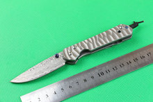 Envío gratis Hot CHRIS REEVE Sebenza táctico FACA bolsillo plegable Hunter cuchillos damasco de la hoja de la onda manija Titanium patrón