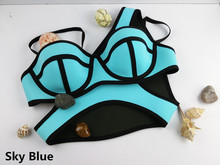 Swimwear Women Fashion Neoprene Bikini Woman New Summer 2015 Sexy Swimsuit Bath Suit Push Up Bikini