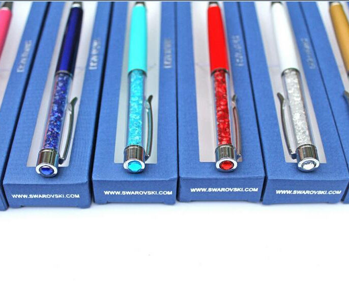 New design Tophead  Swarovski crystal pen Ballpoint pen with brand gift box Crystalline lady lovely crystals stellar Pen
