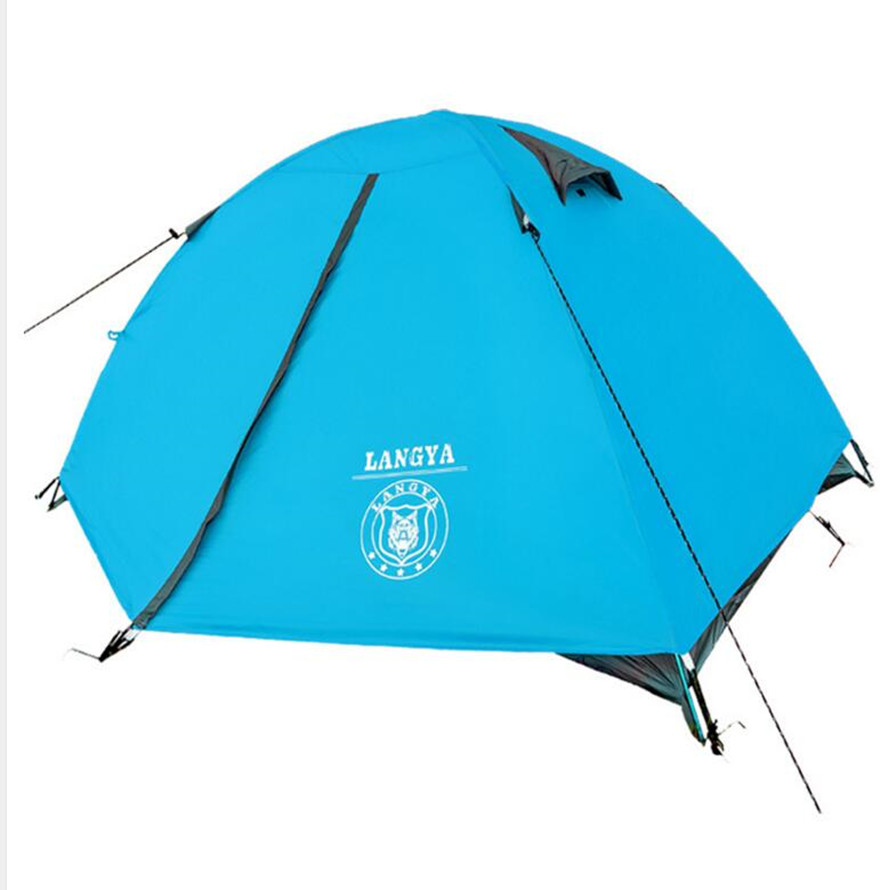 Ultra-light 2 people camping tent outdoor hiking trekking fishing 1.8KG double layer gazebo Blue orange yellow tent