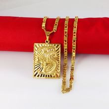 New arrival fashion style jewelry 24K yellow gold plated long necklace dragon pendant necklace pendant fashion