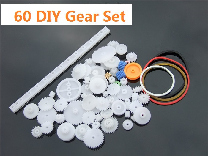 Description Picture 2 of item60pcs/lot M0.5 Plastic Gears Set DIY Rack Pulley Belt Worm Single Double Gears Robot Helicopter Toys Parts Drop Shipping