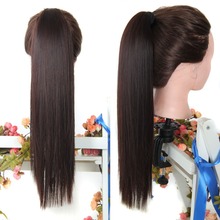 Fake Hair Ponytail 105g 22 Long Straight Hair Pieces Drawstring Ribbon Hairpiece Clip In Pony Tail