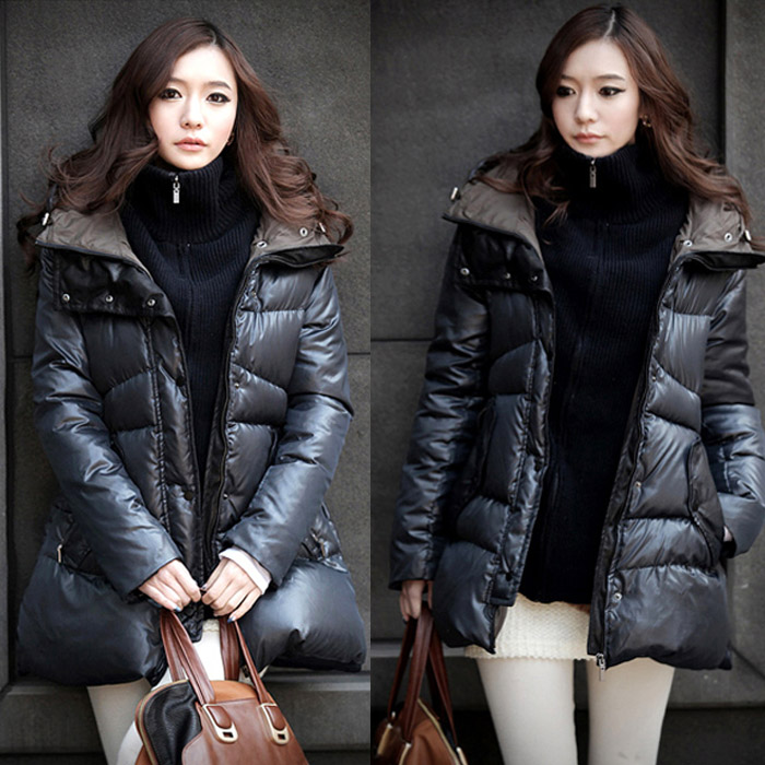 2015 spring large size 5xl jacket women new Korean plus fertilizer temperament hit color stitching hooded  winter padded coat