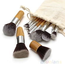 11 Pcs Wood Handle Makeup Cosmetic Eyeshadow Foundation Concealer Brush Set brushes 000J 019J