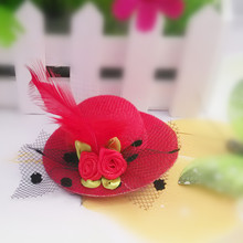 New 5cm Diameter Hat hair barrettes Party Prom Hair Clip With Fur Children’s Hat Baby Flower Hair accessories Baby Hairpins
