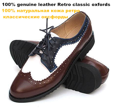 2015 Fashion Genuine leather retro British style Bullock carved flat heels neutral lace-up oxford shoes 8 color free shipping