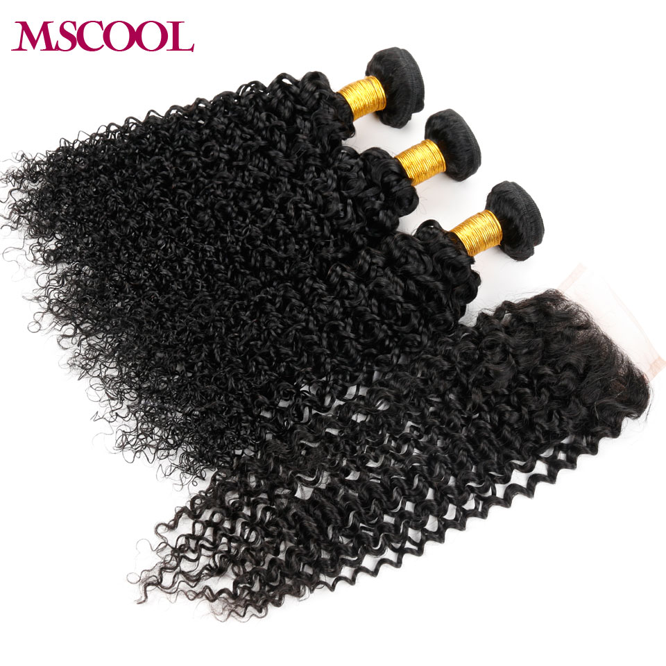 Cheap Chinese Virgin Hair Kinky Curly Virgin Hair With Closure 3pcs Curly Hair Bundles With Lace Frontal Closure Hair Weave
