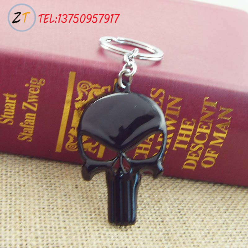 The Punisher Skull Keychain Logo Skeleton Movie Mask Key Chain Ring Fob Keyring personality jewelry key chain Gift