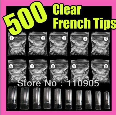 10 x 500 Clear False and French Nail Art Tips Full Nail Tips Acrylic Beauty Hot Sale