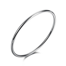 Casual Simple Round Design 3MM Single Ring Silver Plated Bangles Jewelry Bracelets For Women/Men Vintage Accessories QA0488