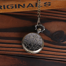 Vintage Antique Style Gun Black Unisex Crown Kuroshitsuji Black Butler Cover Pattern Quartz Pocket Watch Necklace