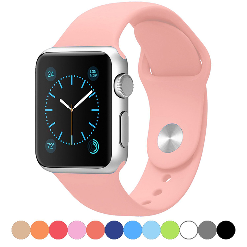 42mm Candy Color Soft Silicon Rubber Iwatch Band Women And Men Fashion Watch Wrist Belft Strap Metal Buckle I11.