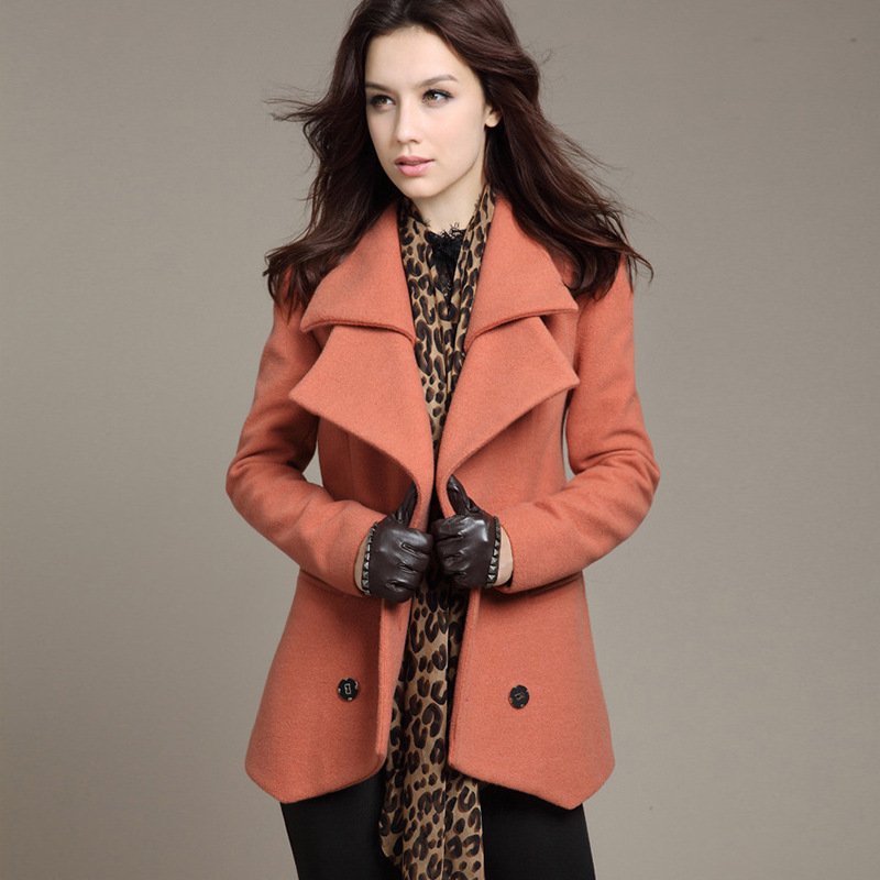 2015 high-end European and American wool coat Ms. Spring Slim big yards long section of double-breasted wool coat female models