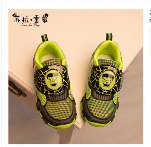 new spring children boys girls kids sneakers The Hulk shoes waterproof non-slip leisure casual running sport shoes green 718
