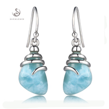 925 sterling silver Larimar Earrings Shinning S–3804 Explosion fashions The brand new product Noble Beneficiant Advocate Promotion Fashionable