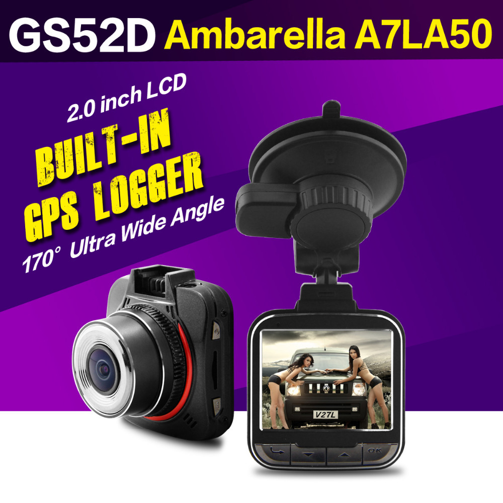 GS52D Car DVR Ambarella A7LA50 GPS Car Camera Full HD 1296P with GPS Logger 170 Degrees