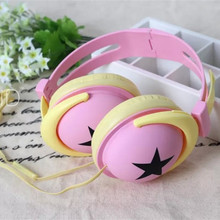 2016 New Kids Gift Big Star Macaroon Candy Color Cute Headphone with Microphone Girls Auricular for Mobile Phones for girls