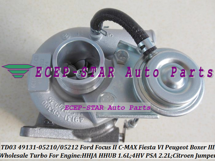 TD03 49131-05210 49131-05212 0375K7 6U3Q6K682AE Turbo Turbocharger For Ford Focus II C-MAX Fiesta VI 1.6L Citroen Jumper Peugeot Boxer III 4HV PSA 2.2L HDI (1)