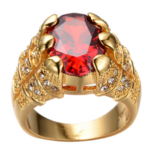 Yellow Gold Filled Ruby Ring Men’s 10KT Finger Rings For Man Jewelry Size 9/10/11/12 High Quality 2014