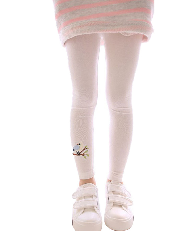 Stylish 2015 Hot 5 Color Kids Baby solid Cotton Pants Bird Pattern Stretch Warm Leggings for