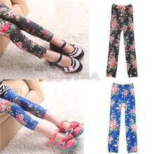 New 2014 Stylish Flower Print Kids Stretch Leggings Practical Children s Clothing Lovely Girls Leggings