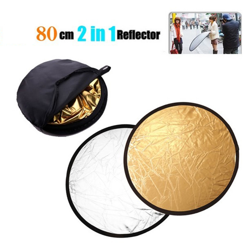 Oro Y Plata 2en1 Múltiple Plegable Disco Reflector 80cm Diámetro Para De Fotos