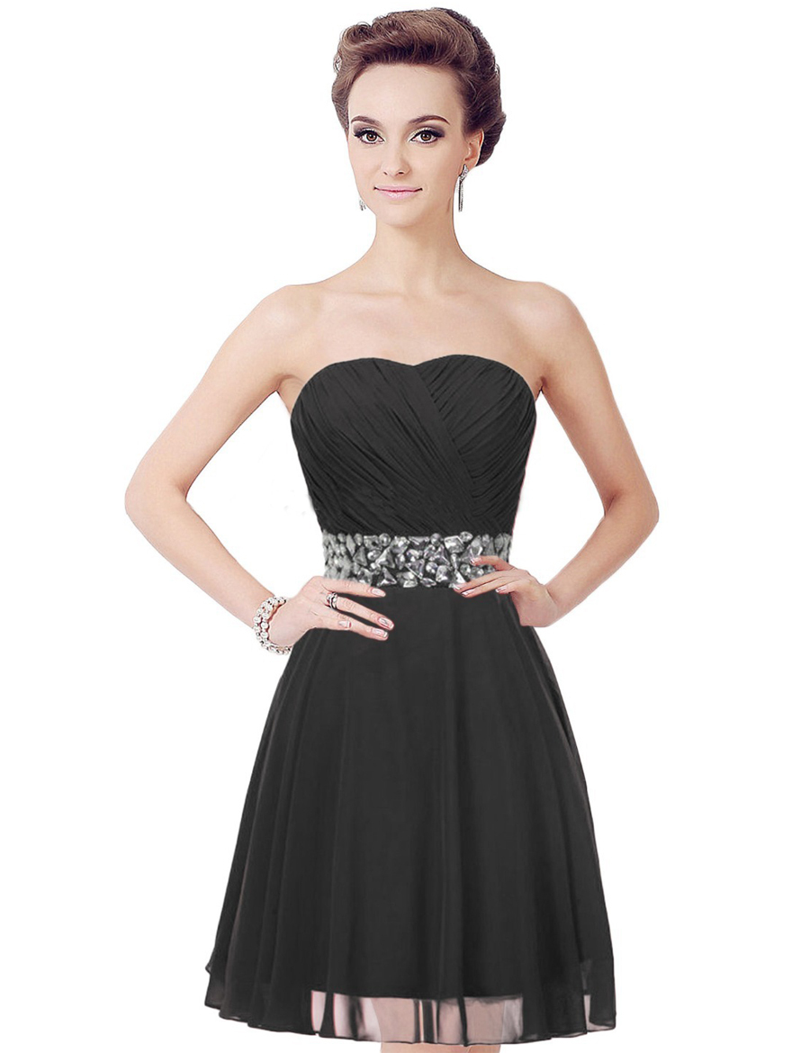 ... cheap short A-line strapless chiffon prom dresses with crystals xxl