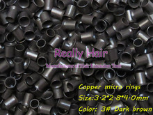 3.2*2.8*4.0mm 3#Dark brown 1000pcs copper flared ring easily locks/copper tube micro link/ring /bead for i tip hair extension