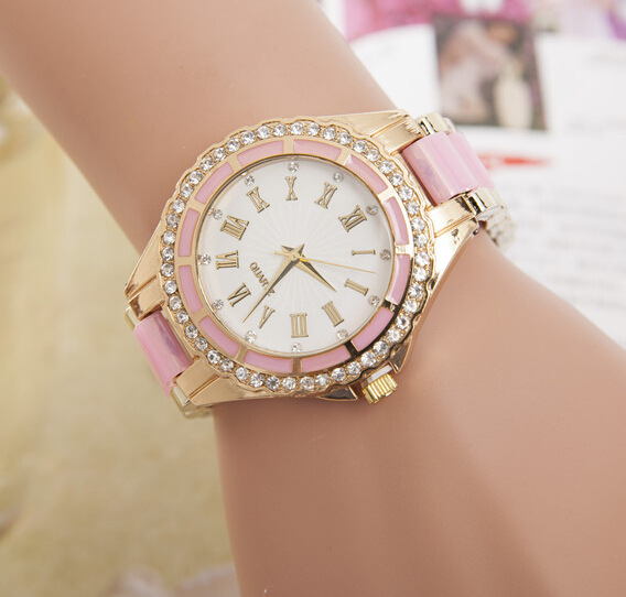 2016 New Fashion Imitation Ceramic Watch Luxury Rhinestone Watches Women Brand Analog Quartz Watch Roman Scale
