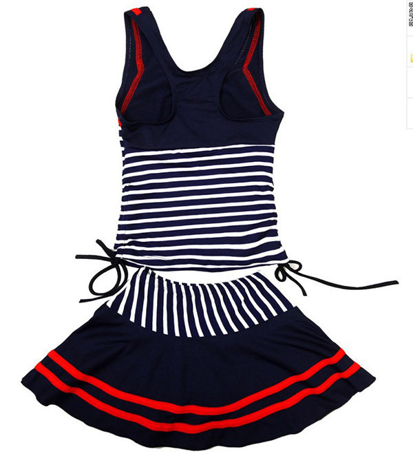 Two Piece Sling Swimsuit Striped Skirt Kids Bikini Adjustable Elastic Band Fashion Girls Swimsuit Cotton Beach Clothes (6)