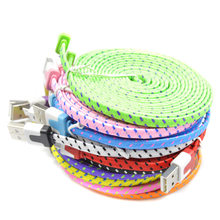 1M/2M/3M Flat Nylon Micro USB Cable Charger Data Sync USB Cable Cord For Android SmartPhone Tablet PC Free shipping