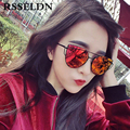 RSSELDN New Fashion Cat Eye Sunglasses Women Classic Brand Designer Twin Beams Sunglasses UV400 Coating Mirror