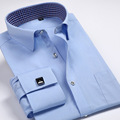 2016 New Spring Autumn Men Elegant French Cuff Dress Shirt Long Sleeve Cotton Muscle Slim Fit