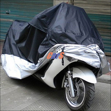 HIgh Quality Waterproof Outdoor UV Protector Motobike Rain Dust Cover Bike Motorcycle Cover Black and Silver Size L