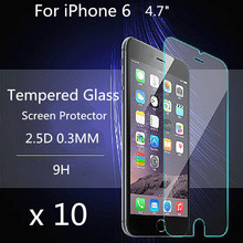 10 pieces 4.7″ 2.5d 0.3mm For Alppe iPhone 6 Tempered Glass Screen Protector for iPhone 6s ipone Toughened protective film guard