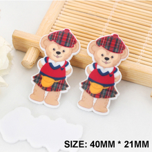 50pcs/lot Kawaii Scottish Kilt Duffy Bear Flatback Resins DIY Resin Crafts Planar Resin for Home Decoration Accessories DL443