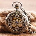 Bronze Grilles Hollow Roman Numerals Men Mechanical Hand Winding Pocket Watch Chain Steampunk Nurse Retro Gift