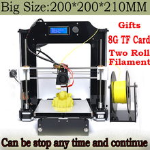2016 Latest Big 200*200*210mm Impressora Precision Reprap Prusa i3 DIY kit 3d Printer with 2roll Filament 8GB Card/LCD For Free