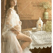 HOT White Lace Wedding Shawl Maternity Photography Props Studio Clothing Pregnant Photo Shoot Clothes 2016 Royal Style Dress