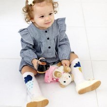 Baby Anti-slip Knee Socks Lightning Raindrop Cotton Elastic Stockings
