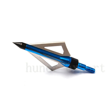 12pcs bow and carbon arrow hunting broadheads 100grain 3 blades blue arrowhead tip for take down