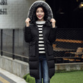 New winter jacket women fox fur collar hooded jacket slim medium long plus size down coat
