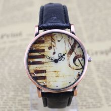 2015 New Fashion Women Watch Piano Music Note Vintage Casual Watch Quartz Watch Feminino Women Dress