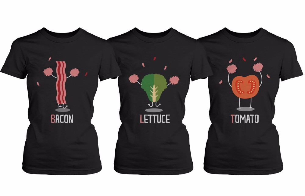 Cheerleading BLT Bacon, Lettuce and Tomato Trio Friends T-shirts - BFF Shirts