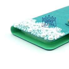 High quality Crystal Flower Pearl Diamond Leather Wallet Stand Flip Phone Universal Case for Mpie MP