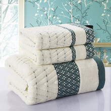 Diamond Plaid 3pcs towel 100% Cotton bath beach face towel sets for adults 33cm*75cm*2p 70cm*140cm*1p bamboo bathroom towel