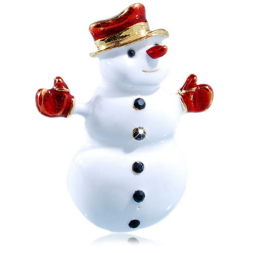 52*41mm Gift Enamel Christmas Snowman Brooch Pin C...