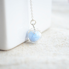 Blue Stone Luminous Glow In The Dark 925 Sterling Silver Chain Choker Necklace & Pendants Women Vintage Fine Jewelry Accessories
